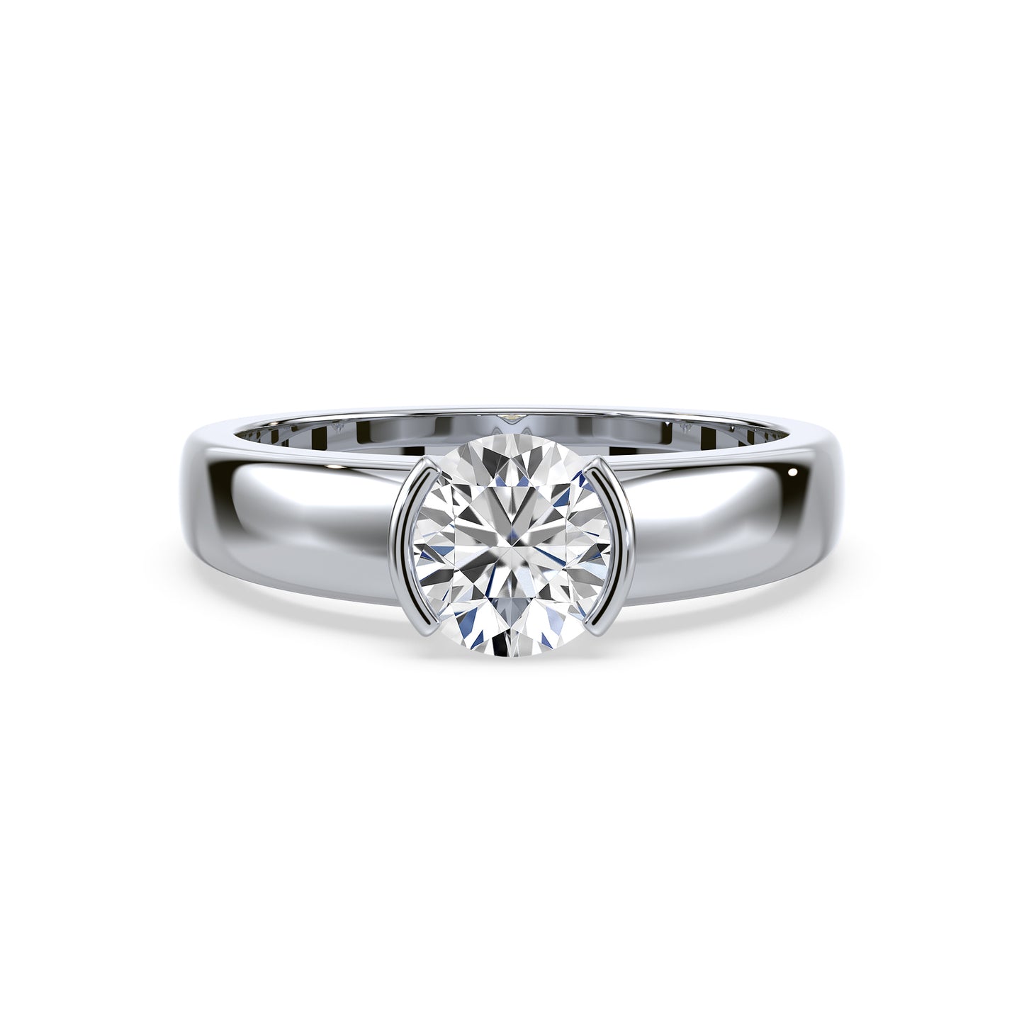 Bold Two-Tone Solitaire Diamond Ring