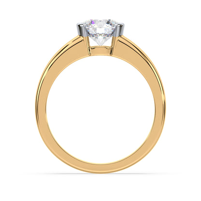 Bold Two-Tone Solitaire Diamond Ring