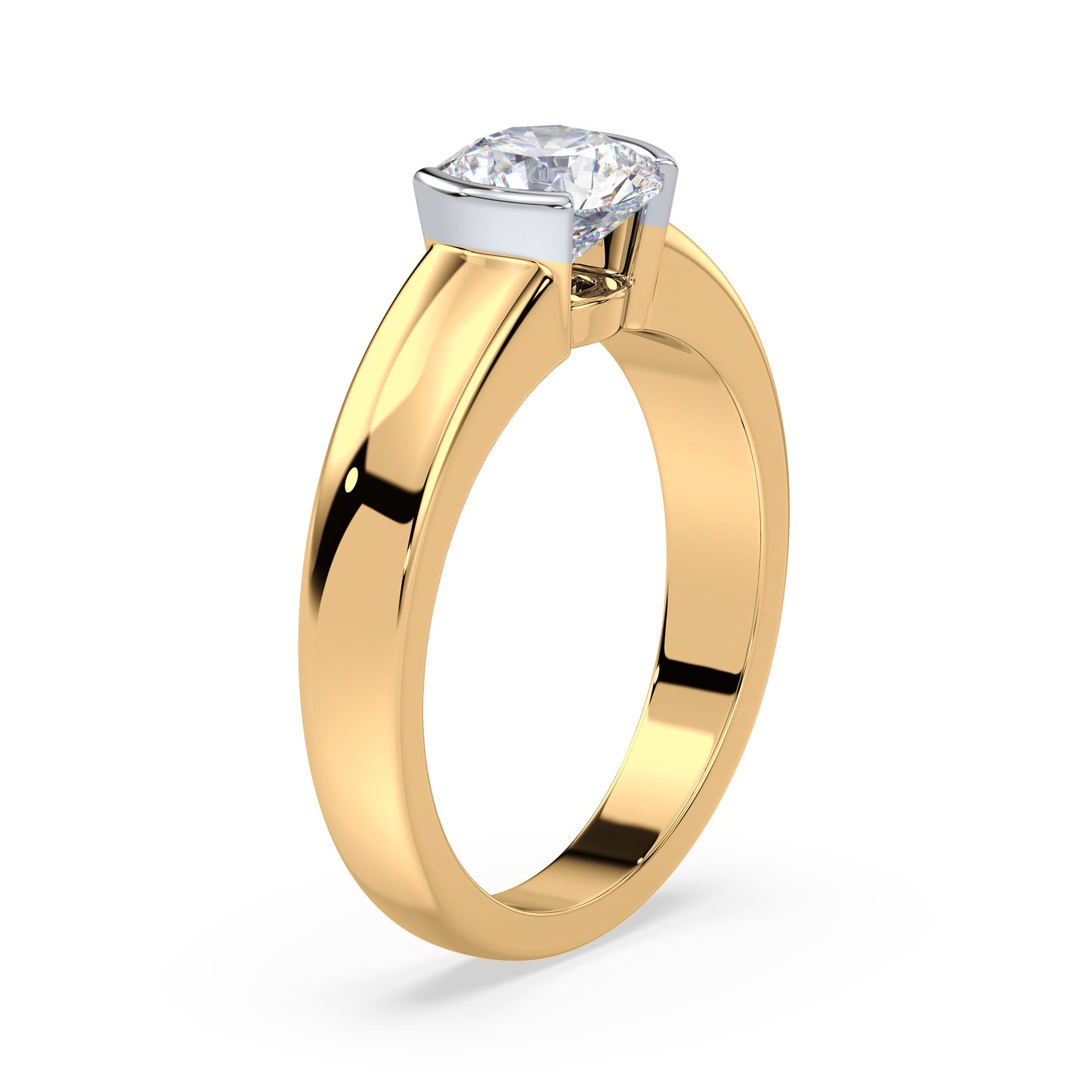 Bold Two-Tone Solitaire Diamond Ring