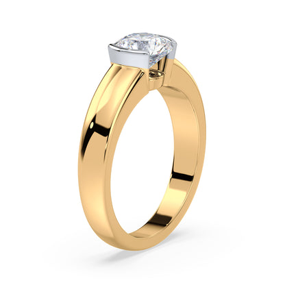 Bold Two-Tone Solitaire Diamond Ring