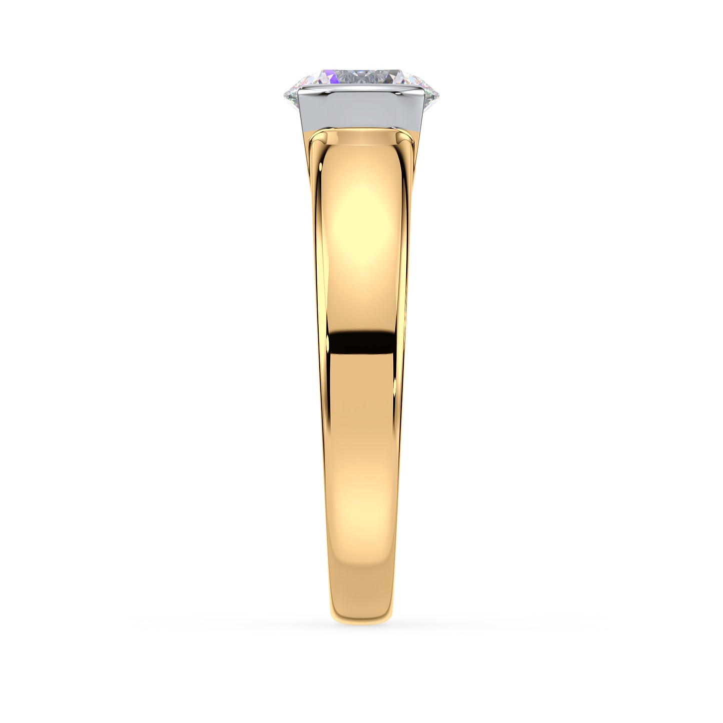 Bold Two-Tone Solitaire Diamond Ring