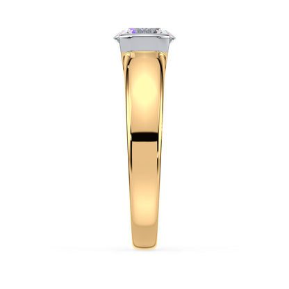 Bold Two-Tone Solitaire Diamond Ring