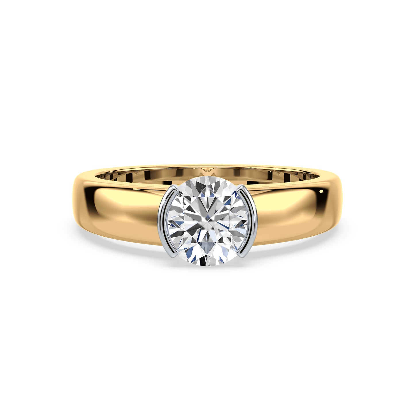 Bold Two-Tone Solitaire Diamond Ring