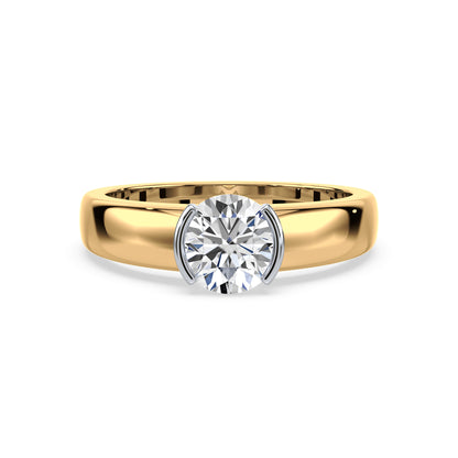 Bold Two-Tone Solitaire Diamond Ring