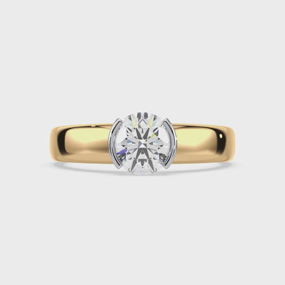 Bold Two-Tone Solitaire Diamond Ring